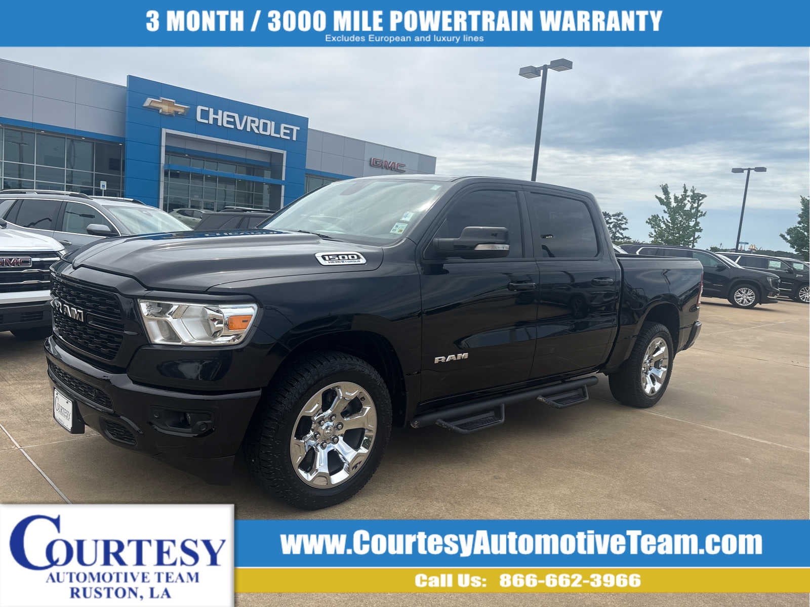 2022 RAM 1500 Lone Star in Black — front three-quarter view