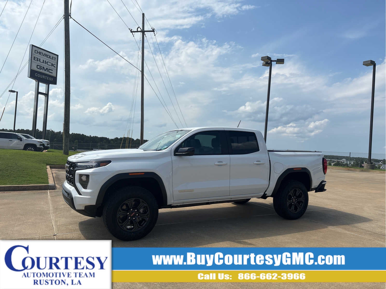 2025 GMC Canyon Elevation in Summit White — front three-quarter view