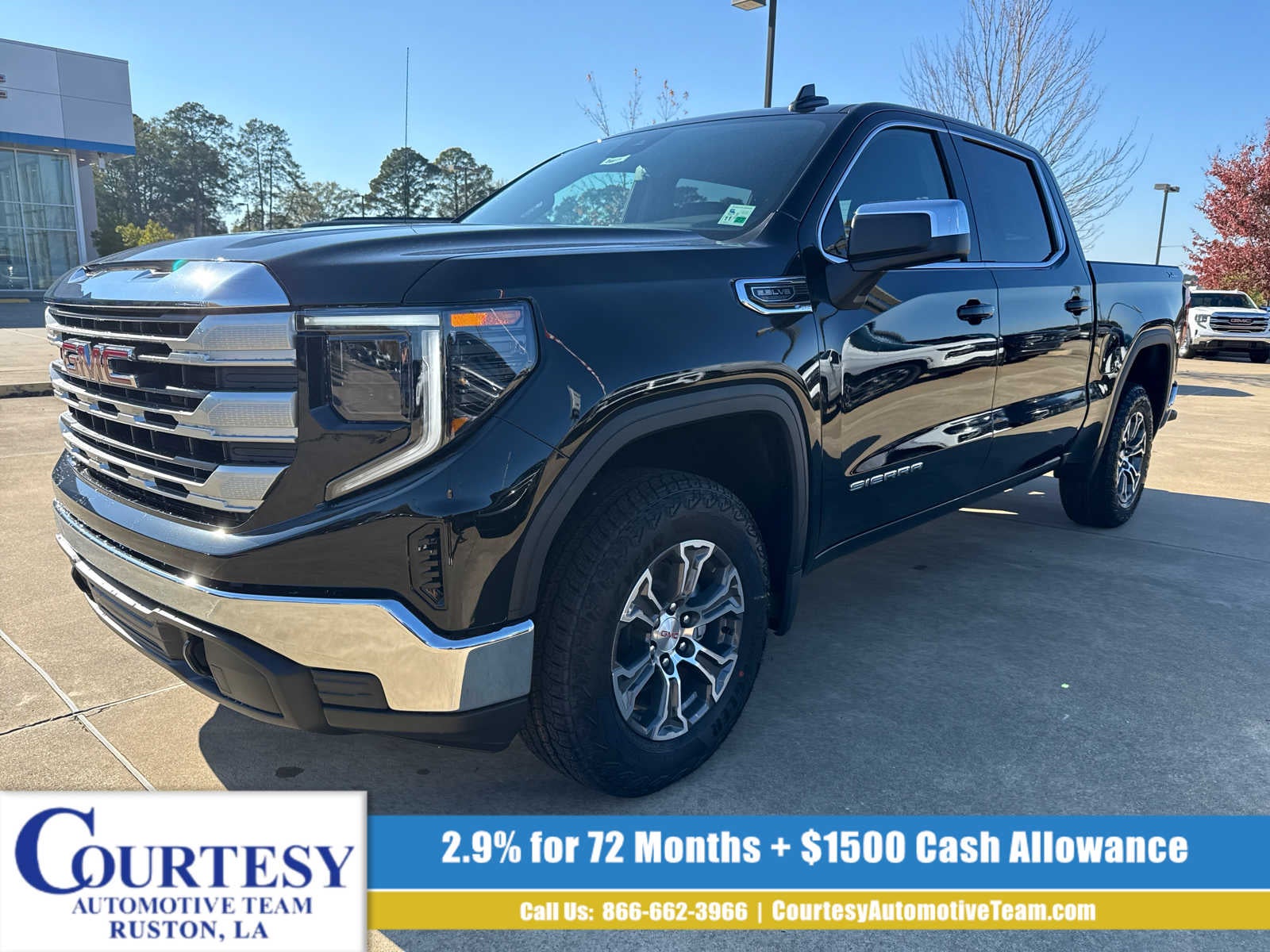 2026 GMC Sierra 1500 SLE in Onyx Black — front three-quarter view