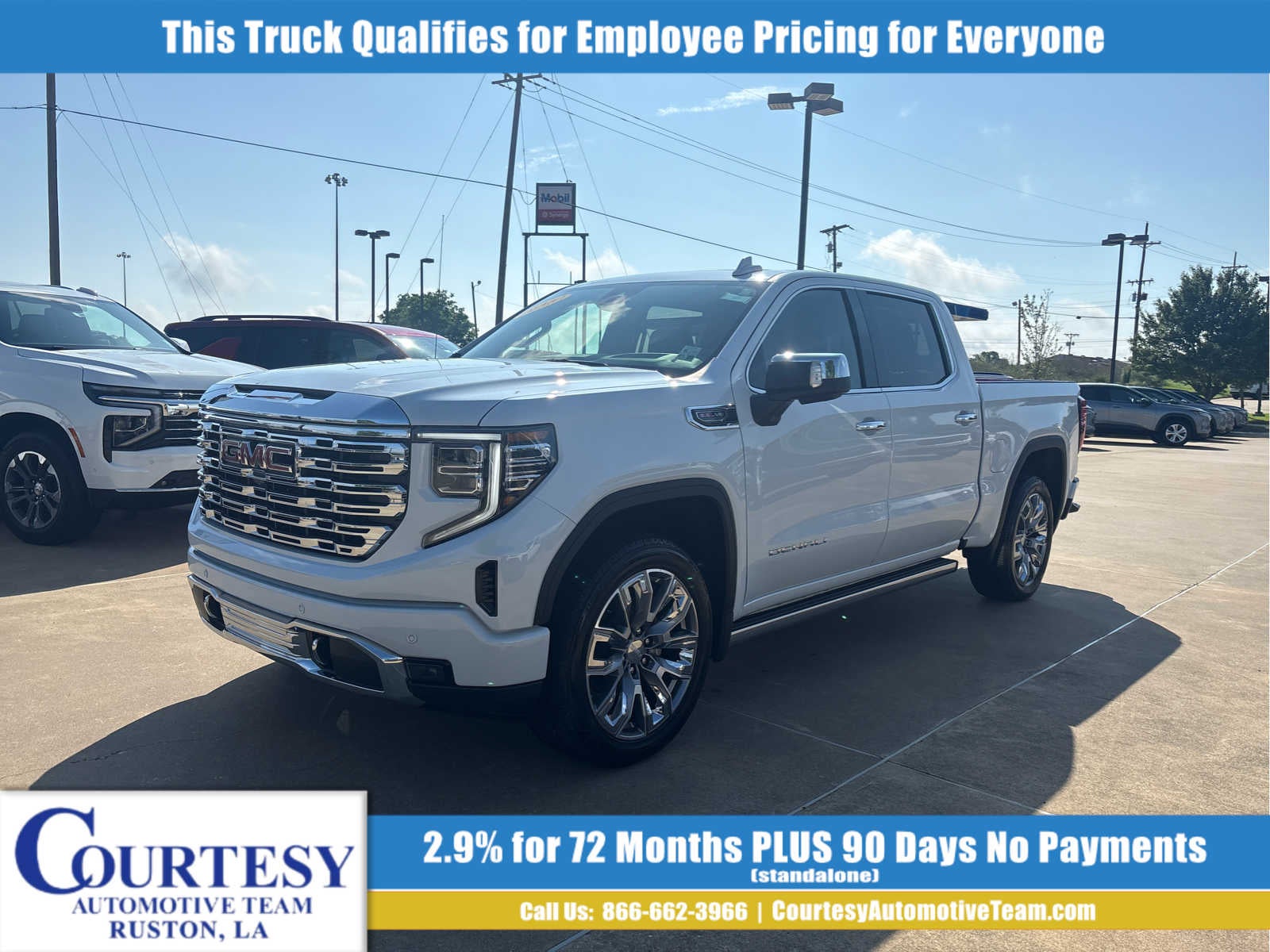 2026 GMC Sierra 1500 Denali in Glacier White Tricoat — front three-quarter view